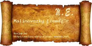 Malinovszky Elemér névjegykártya