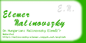 elemer malinovszky business card